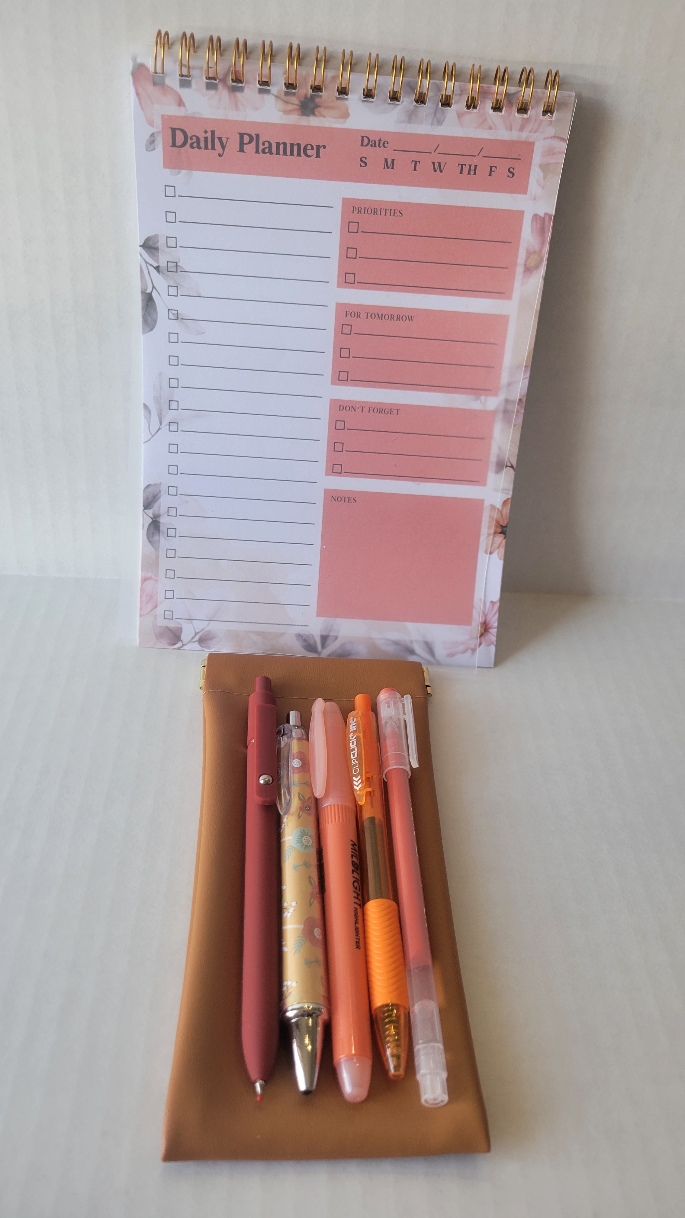 Floral Daily Planner & Pen Pouch Set