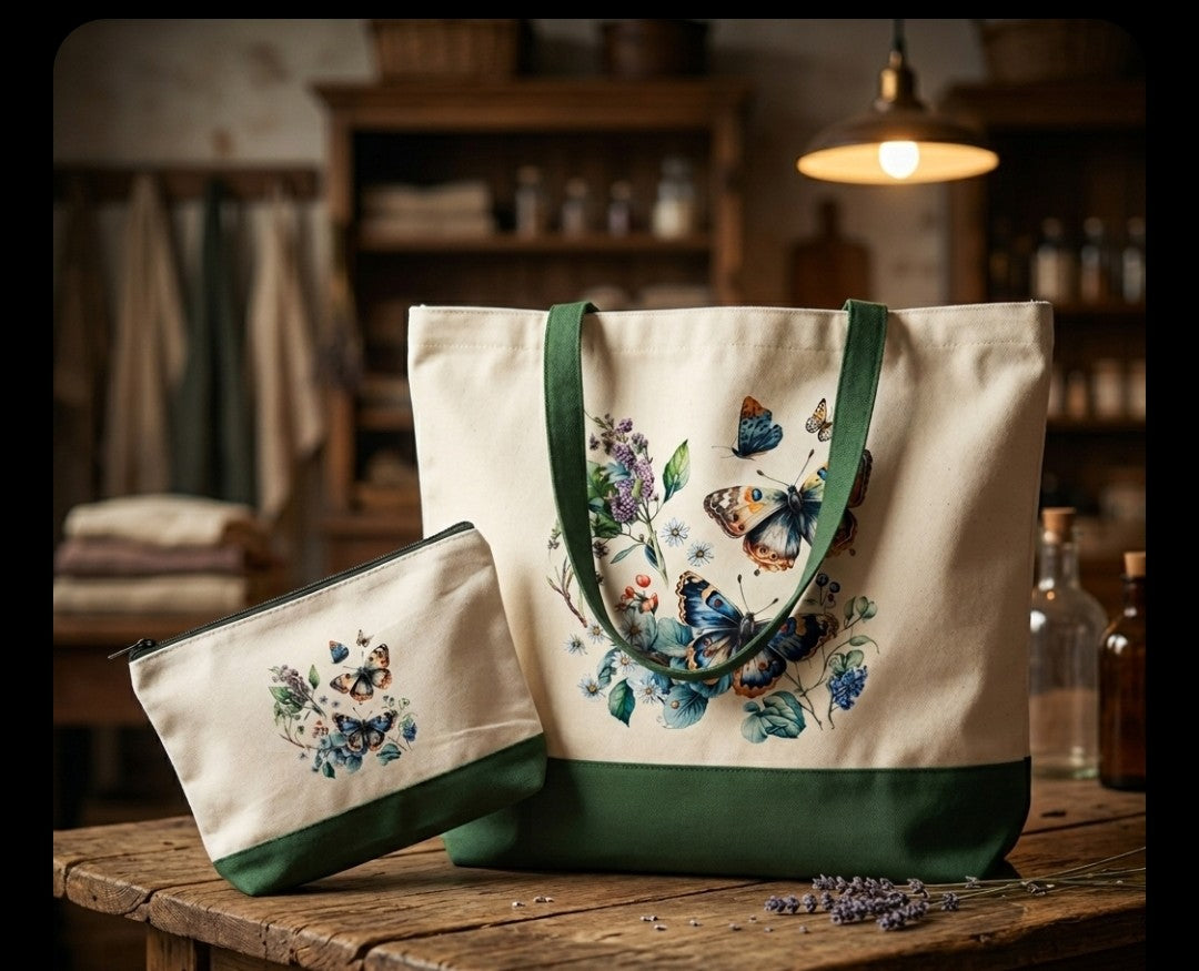 Large Tote Bag & Pouch Set