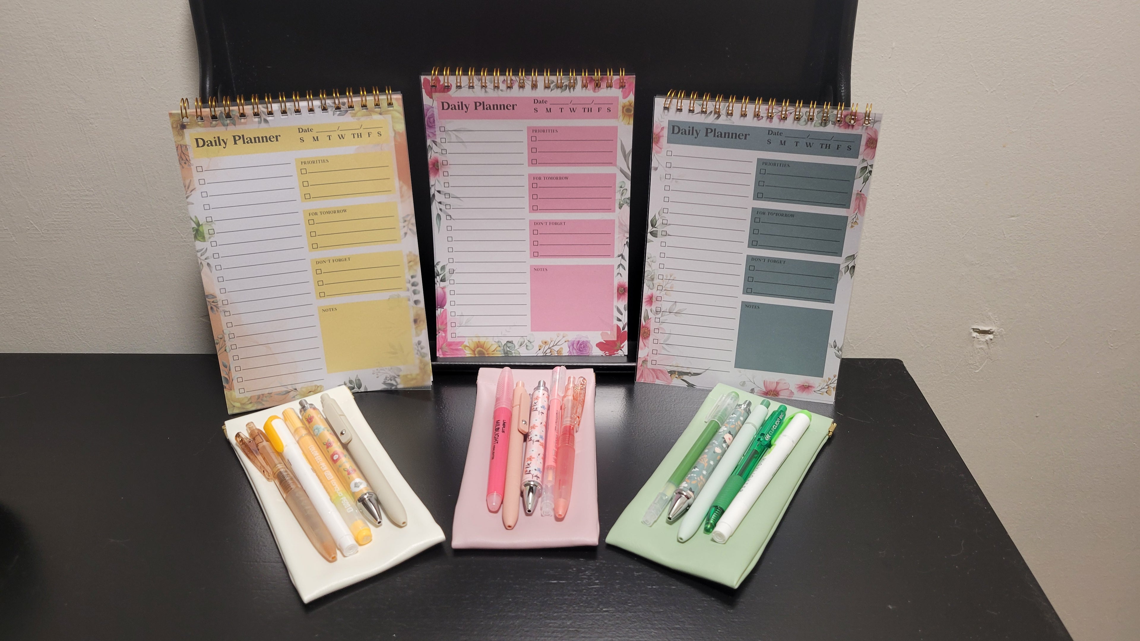 Floral Daily Planner & Pen Pouch Set