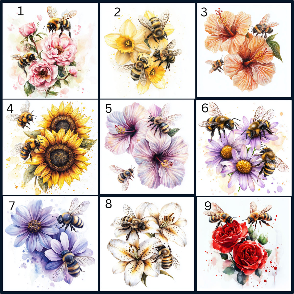 Bees & Floral Designs #1-#9