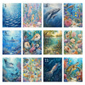 Ocean Life sublimation design sheet 1 featuring designs 1-12 including fish, seahorses, whale and sea turtle