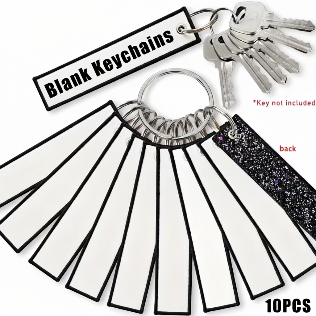 Sublimation bag tag keychain with black border and silver keyring